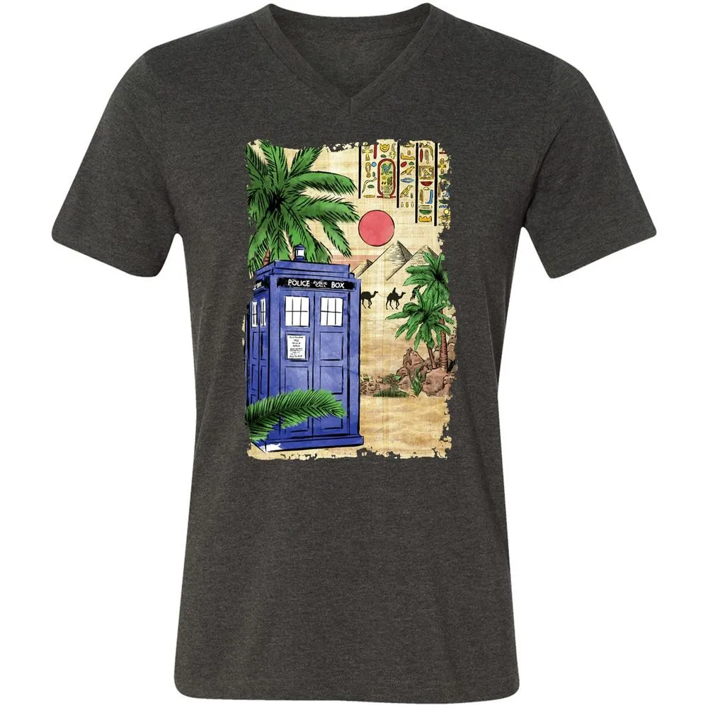 Unisex V-Neck T-Shirt - 5MP4BHL2 - Dark Grey Heather - 8
