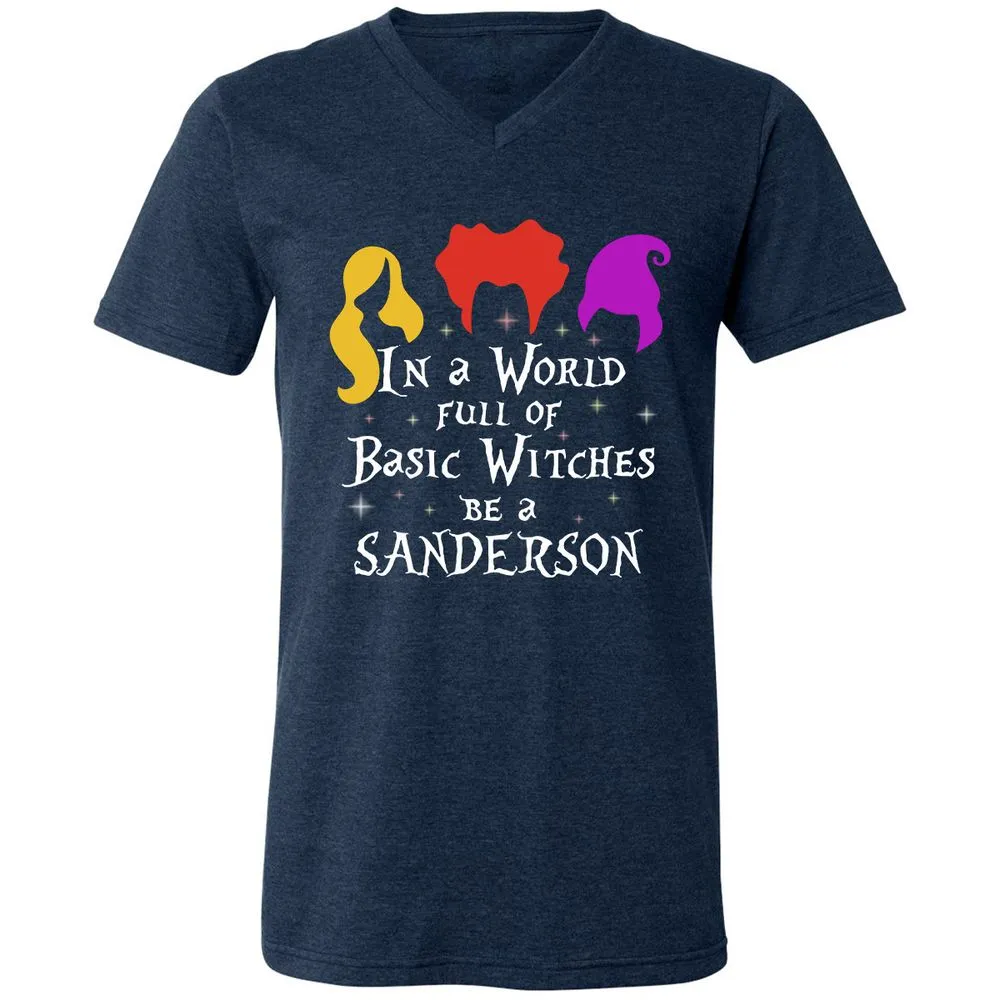 Unisex V-Neck T-Shirt - HUSEQHXB - Heather Navy - 15