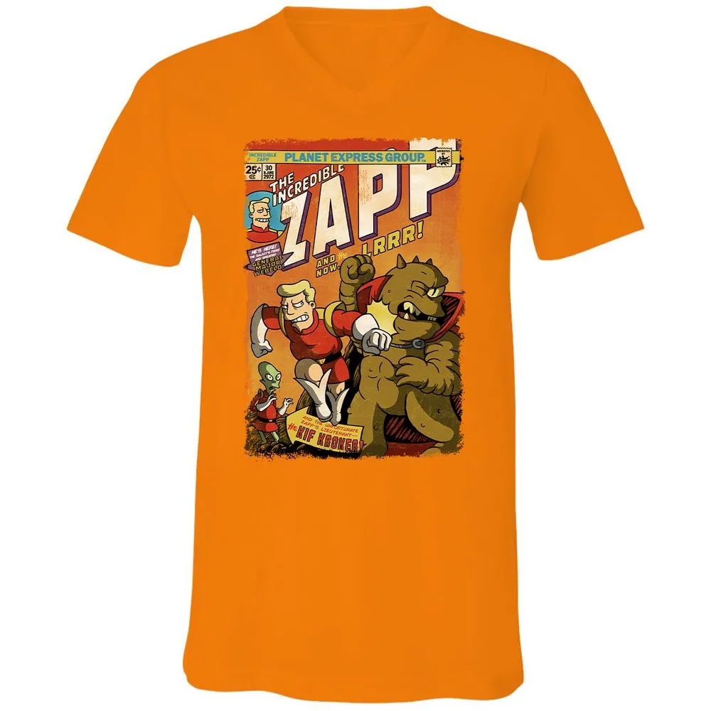 Unisex V-Neck T-Shirt - NPD6H9JB - Orange - 11