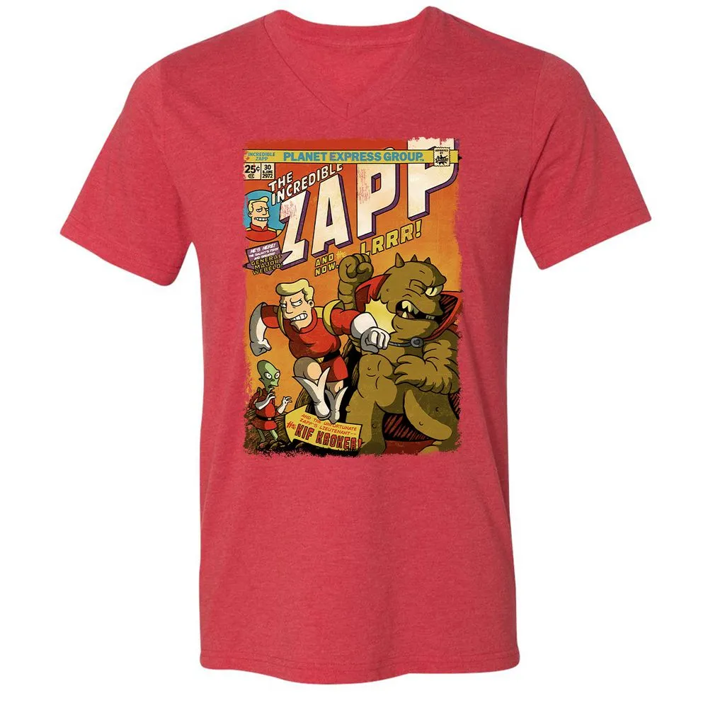Unisex V-Neck T-Shirt - NPD6H9JB - Heather Red - 16