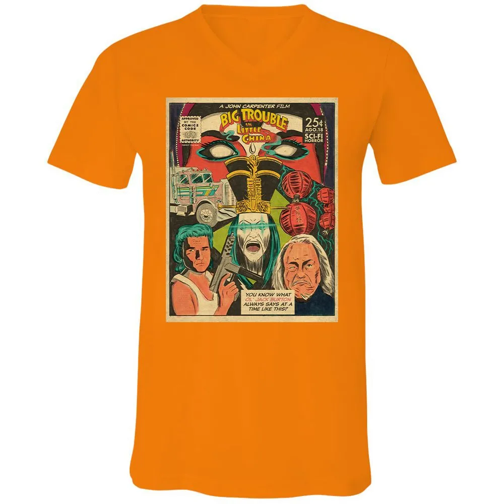 Unisex V-Neck T-Shirt - XYU8TWD1 - Orange - 11