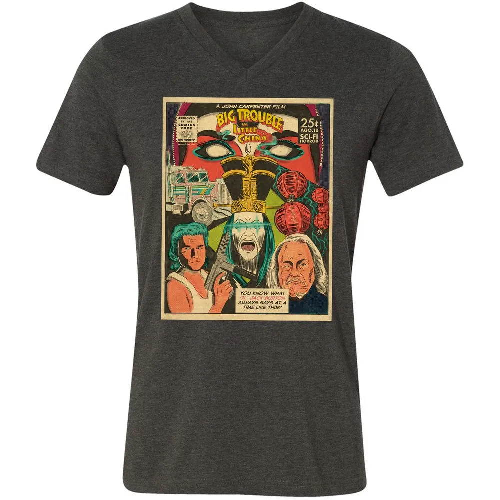 Unisex V-Neck T-Shirt - XYU8TWD1 - Dark Grey Heather - 8