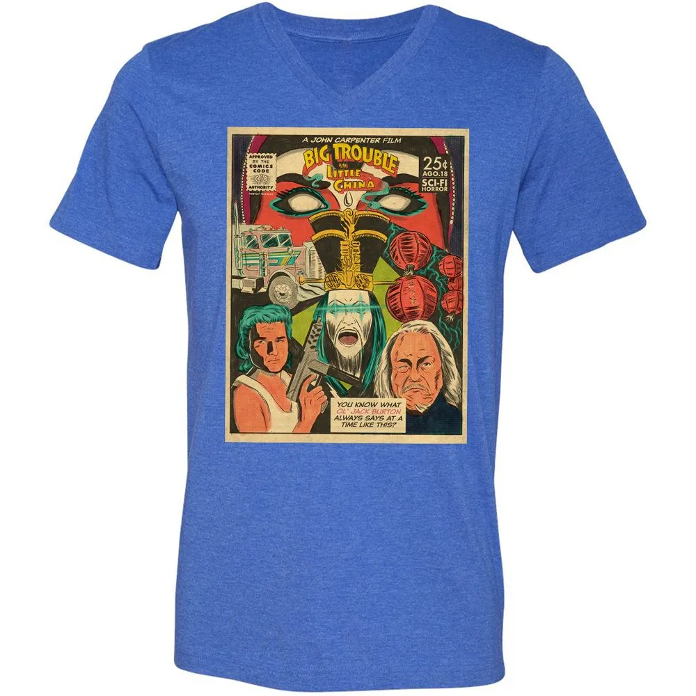 Unisex V-Neck T-Shirt - XYU8TWD1 - Heather True Royal - 14
