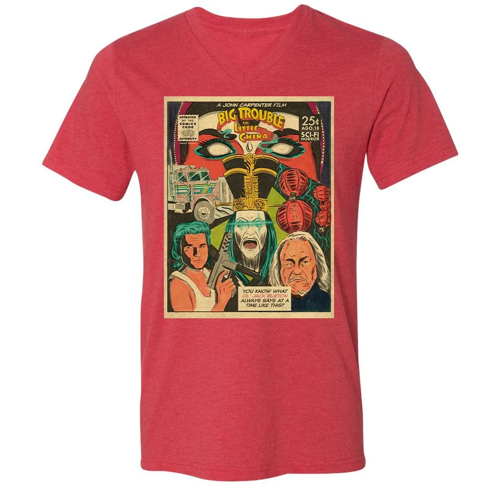 Unisex V-Neck T-Shirt - XYU8TWD1 - Heather Red - 16