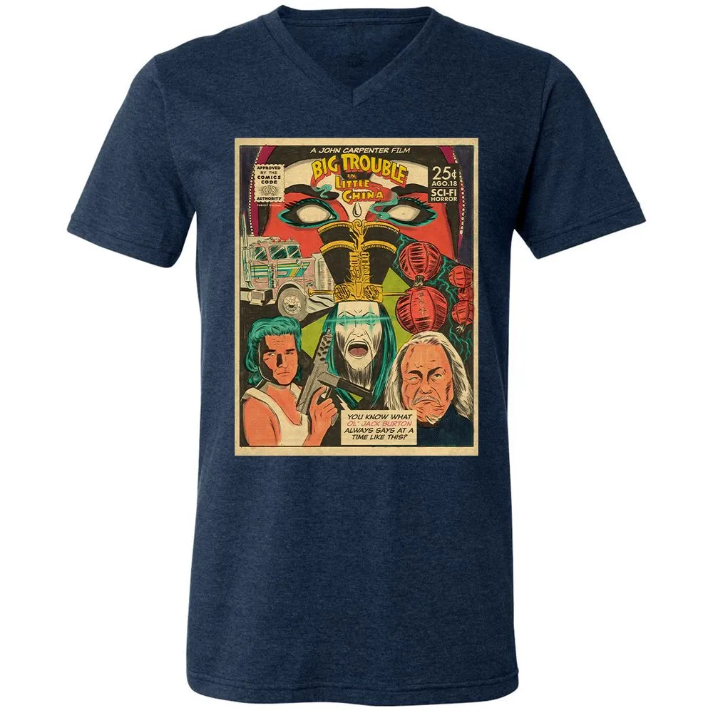 Unisex V-Neck T-Shirt - XYU8TWD1 - Heather Navy - 15