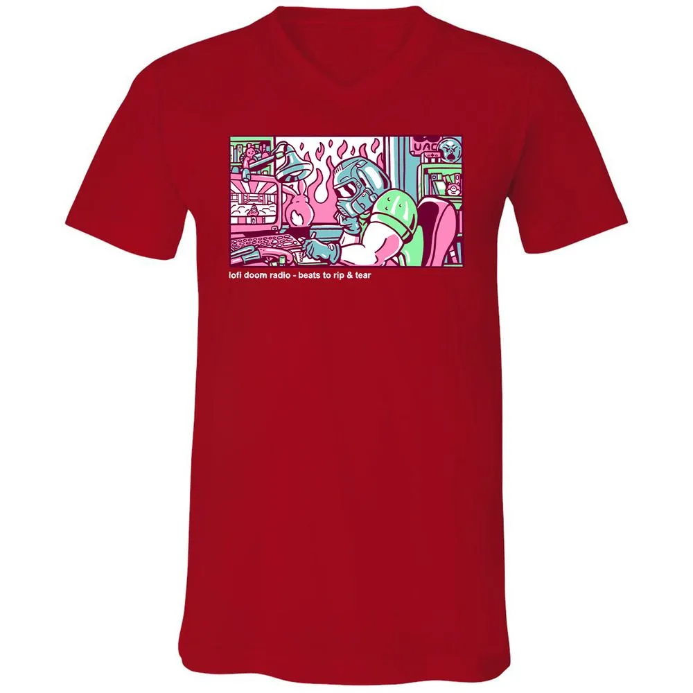 Unisex V-Neck T-Shirt - TUNX2Q7A - Red - 3