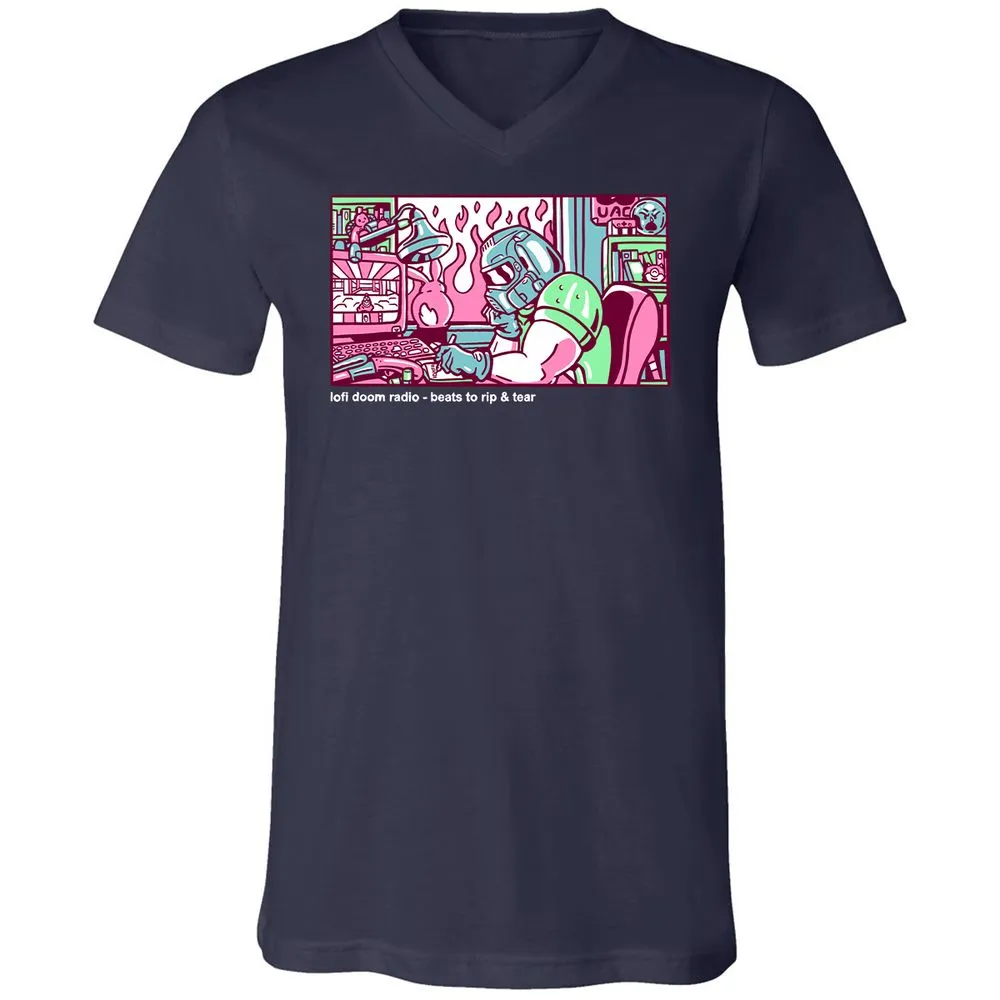Unisex V-Neck T-Shirt - TUNX2Q7A - Navy - 2