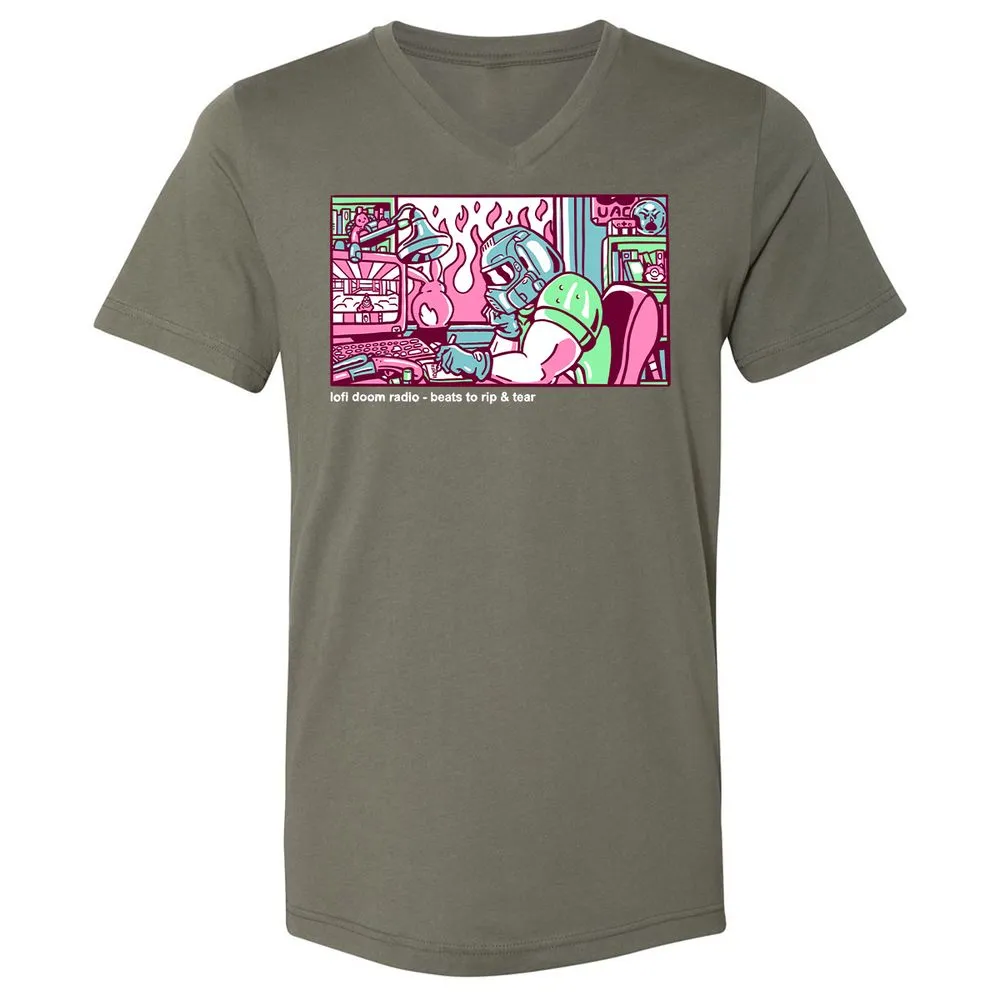 Unisex V-Neck T-Shirt - TUNX2Q7A - Military Green - 10