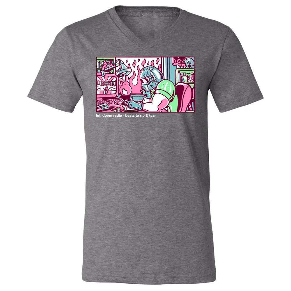 Unisex V-Neck T-Shirt - TUNX2Q7A - Deep Heather - 13