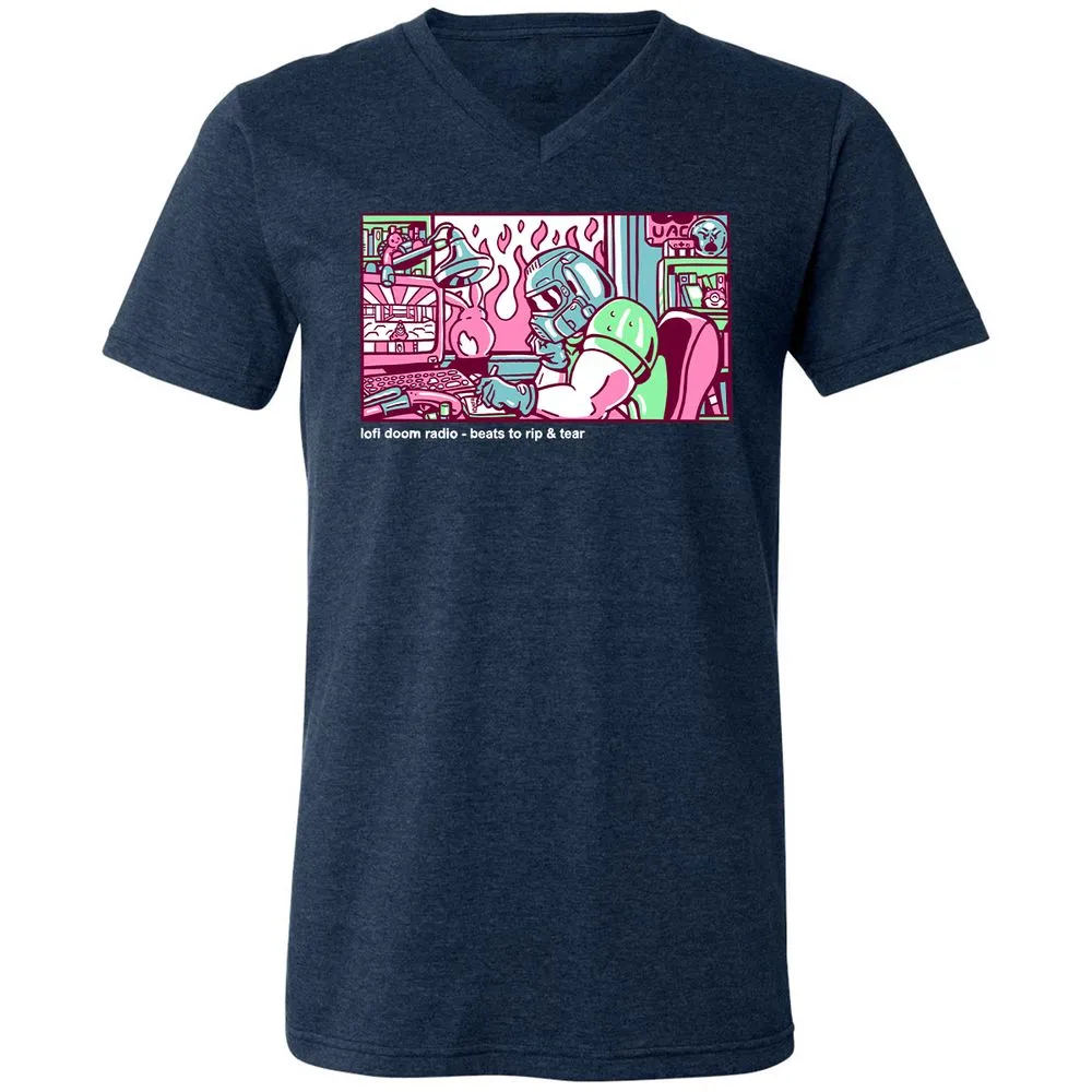 Unisex V-Neck T-Shirt - TUNX2Q7A - Heather Navy - 15