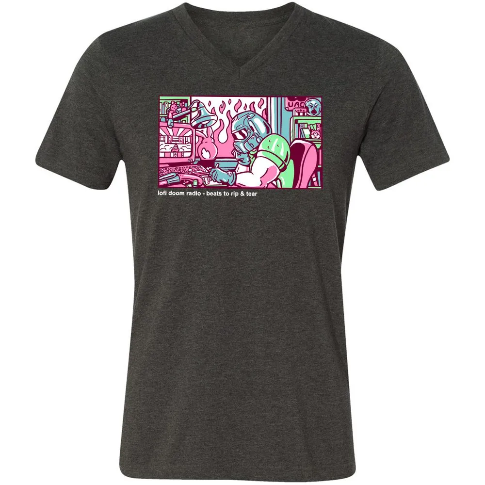Unisex V-Neck T-Shirt - TUNX2Q7A - Dark Grey Heather - 8