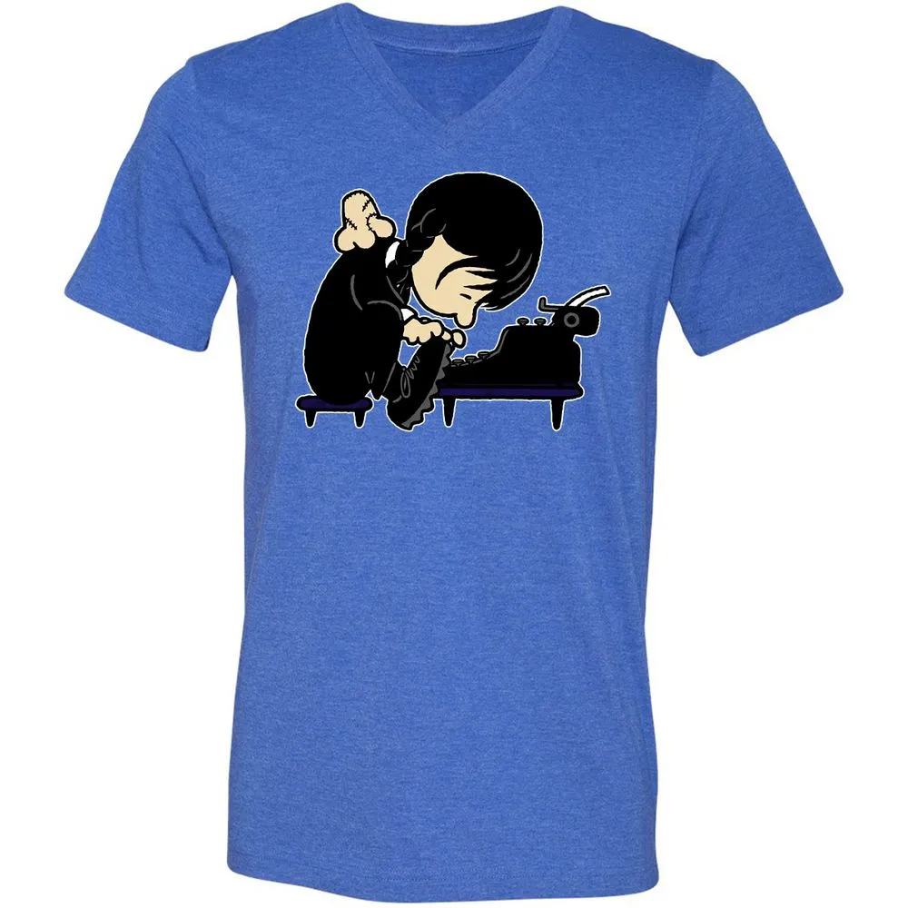 Unisex V-Neck T-Shirt - XN2BHXFV - Heather True Royal - 14