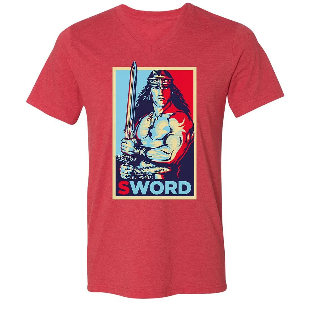 Unisex V-Neck T-Shirt - K8JV657Z - Heather Red - 16