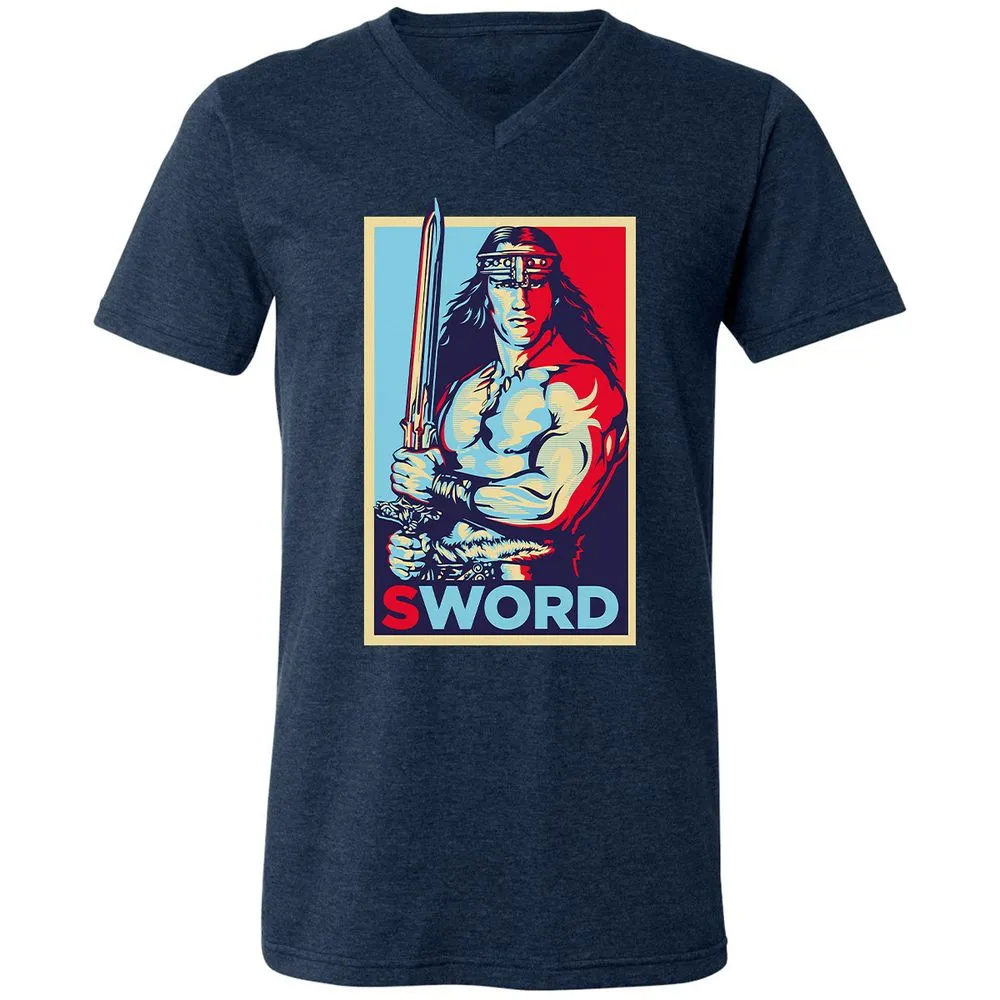 Unisex V-Neck T-Shirt - K8JV657Z - Heather Navy - 15
