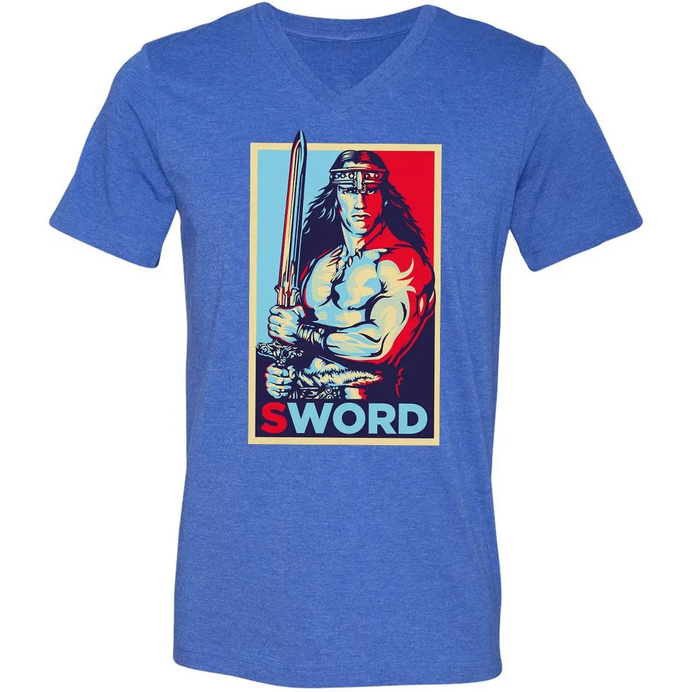 Unisex V-Neck T-Shirt - K8JV657Z - Heather True Royal - 14