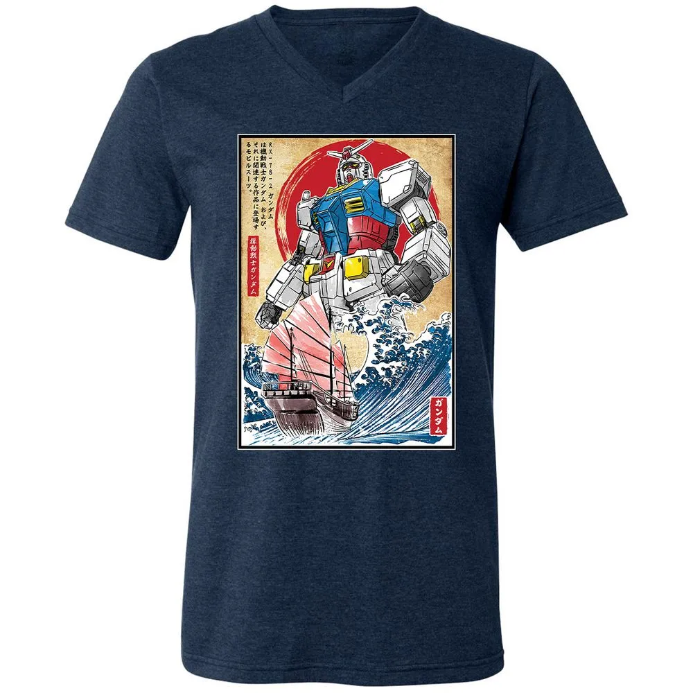 Unisex V-Neck T-Shirt - TCSQ2H63 - Heather Navy - 15