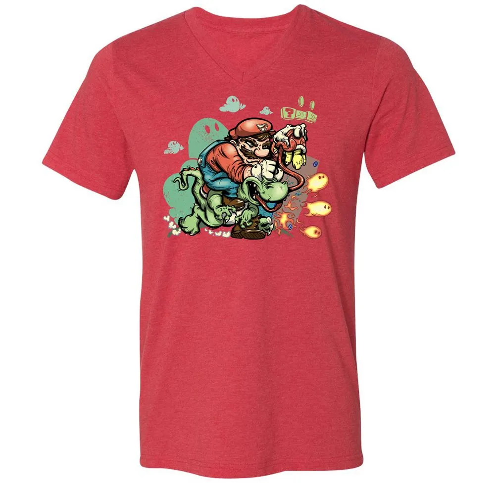 Unisex V-Neck T-Shirt - YWADZVZE - Heather Red - 16
