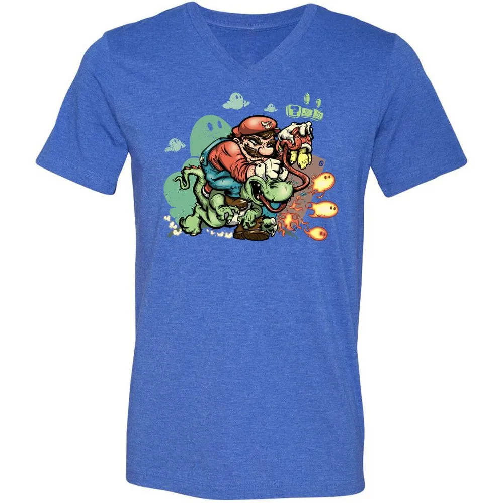 Unisex V-Neck T-Shirt - YWADZVZE - Heather True Royal - 14