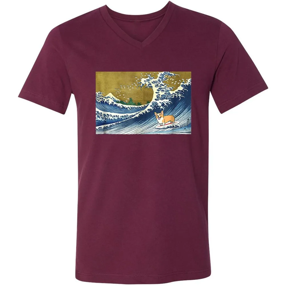 Unisex V-Neck T-Shirt - 6ENFTGNP - Maroon - 6