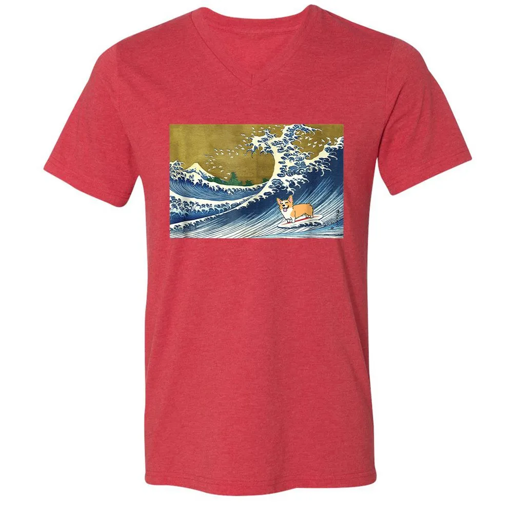 Unisex V-Neck T-Shirt - 6ENFTGNP - Heather Red - 16