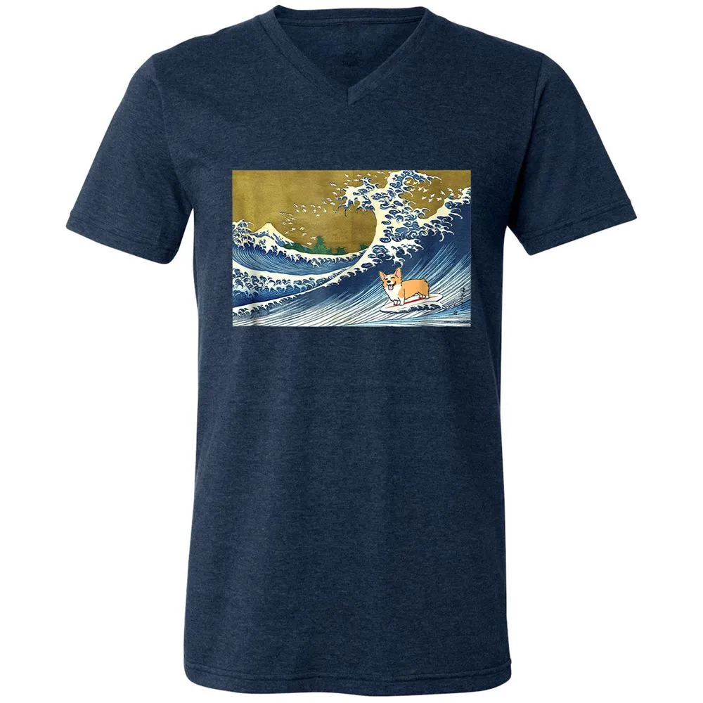 Unisex V-Neck T-Shirt - 6ENFTGNP - Heather Navy - 15