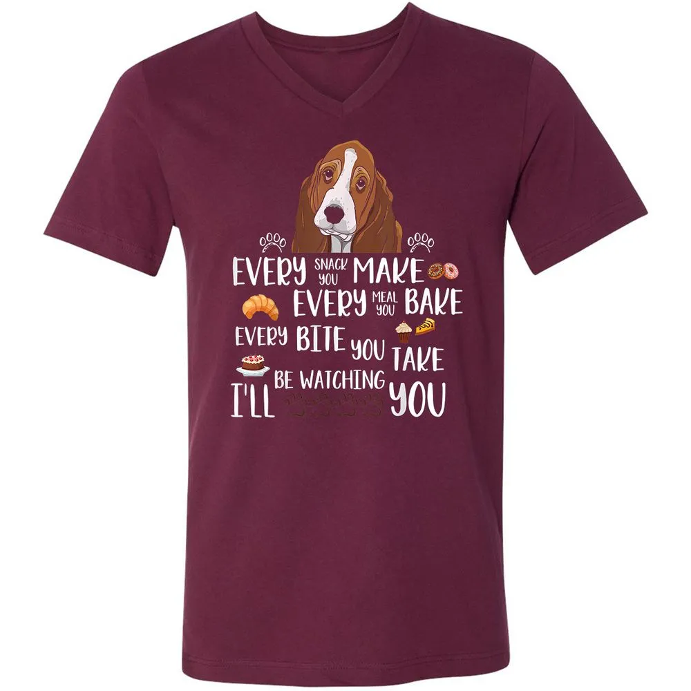 Unisex V-Neck T-Shirt - D66MJU5H - Maroon - 6