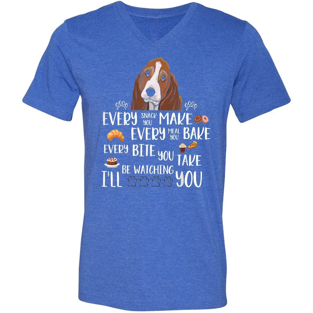 Unisex V-Neck T-Shirt - D66MJU5H - Heather True Royal - 14