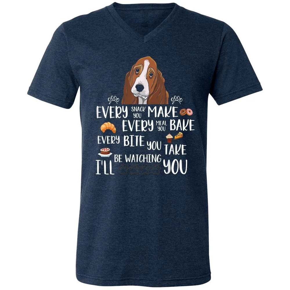 Unisex V-Neck T-Shirt - D66MJU5H - Heather Navy - 15
