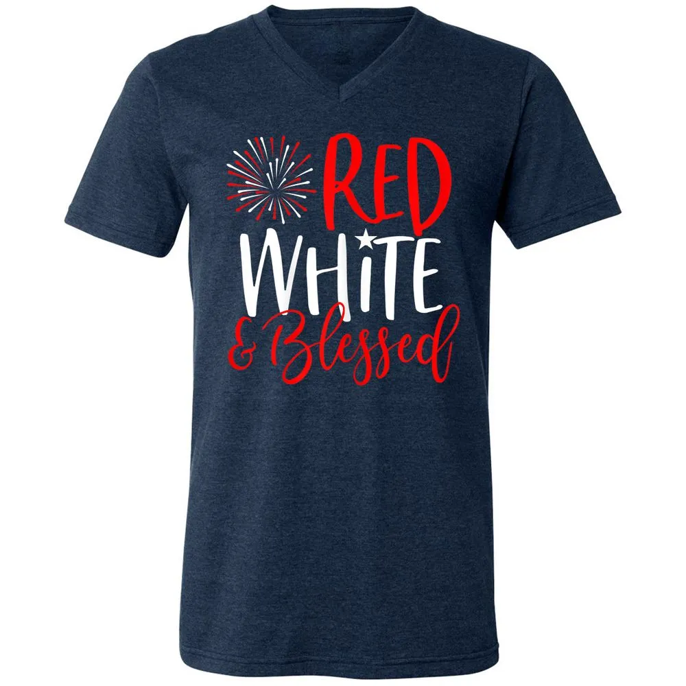 Unisex V-Neck T-Shirt - 5SPZF4MN - Heather Navy - 15