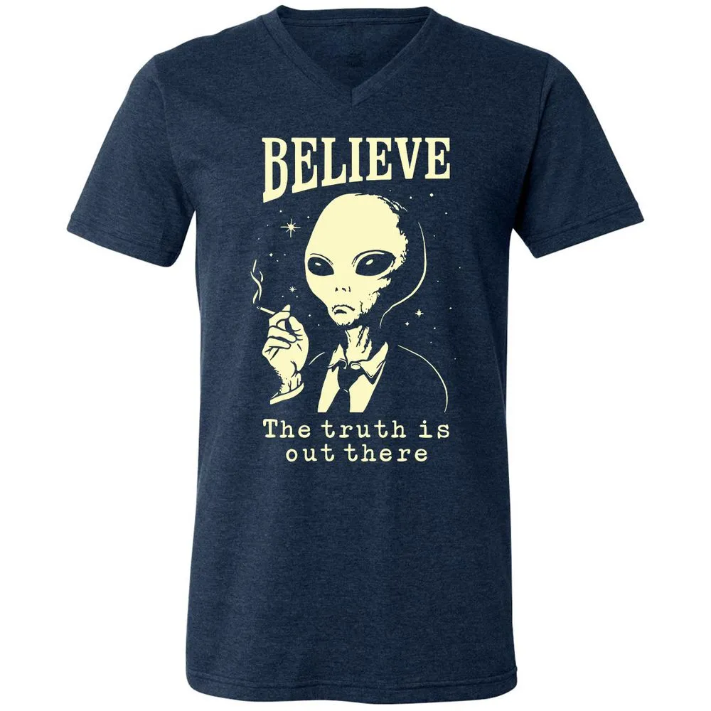 Unisex V-Neck T-Shirt - SNB6TE8J - Heather Navy - 15
