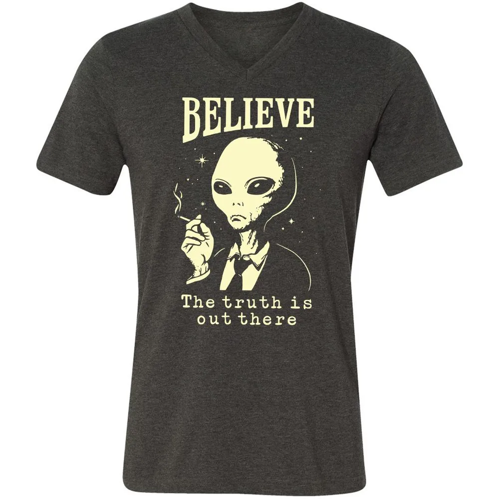 Unisex V-Neck T-Shirt - SNB6TE8J - Dark Grey Heather - 8