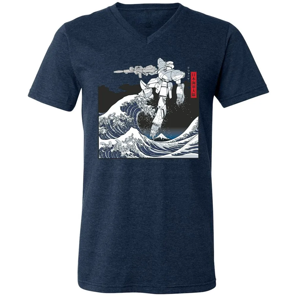 Unisex V-Neck T-Shirt - QGP94BTU - Heather Navy - 15