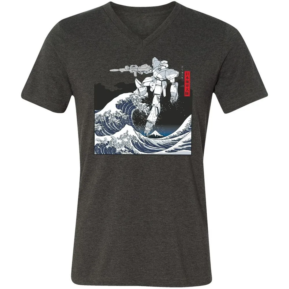 Unisex V-Neck T-Shirt - QGP94BTU - Dark Grey Heather - 8