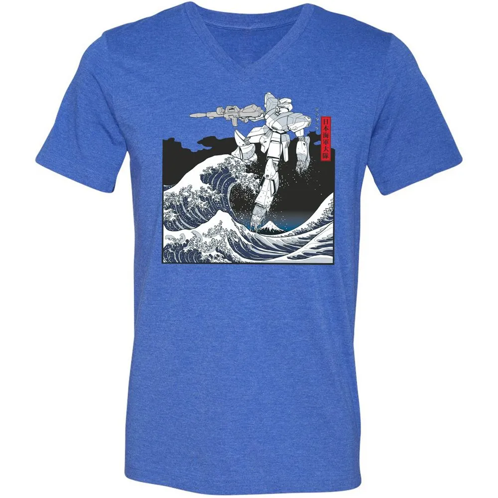 Unisex V-Neck T-Shirt - QGP94BTU - Heather True Royal - 14