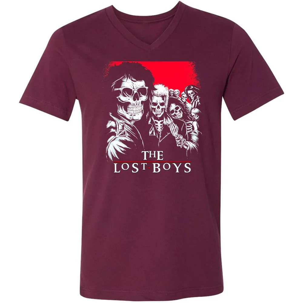 Unisex V-Neck T-Shirt - XEYEBQVQ - Maroon - 6
