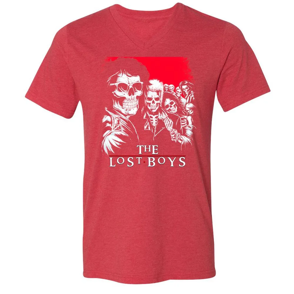 Unisex V-Neck T-Shirt - XEYEBQVQ - Heather Red - 16