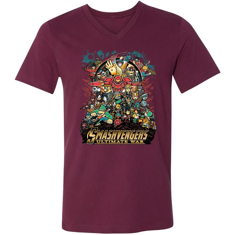 Unisex V-Neck T-Shirt - M4LCAVR5 - Maroon - 6