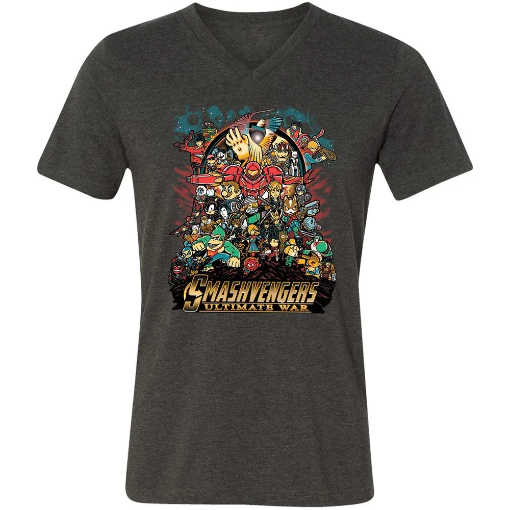 Unisex V-Neck T-Shirt - M4LCAVR5 - Dark Grey Heather - 8