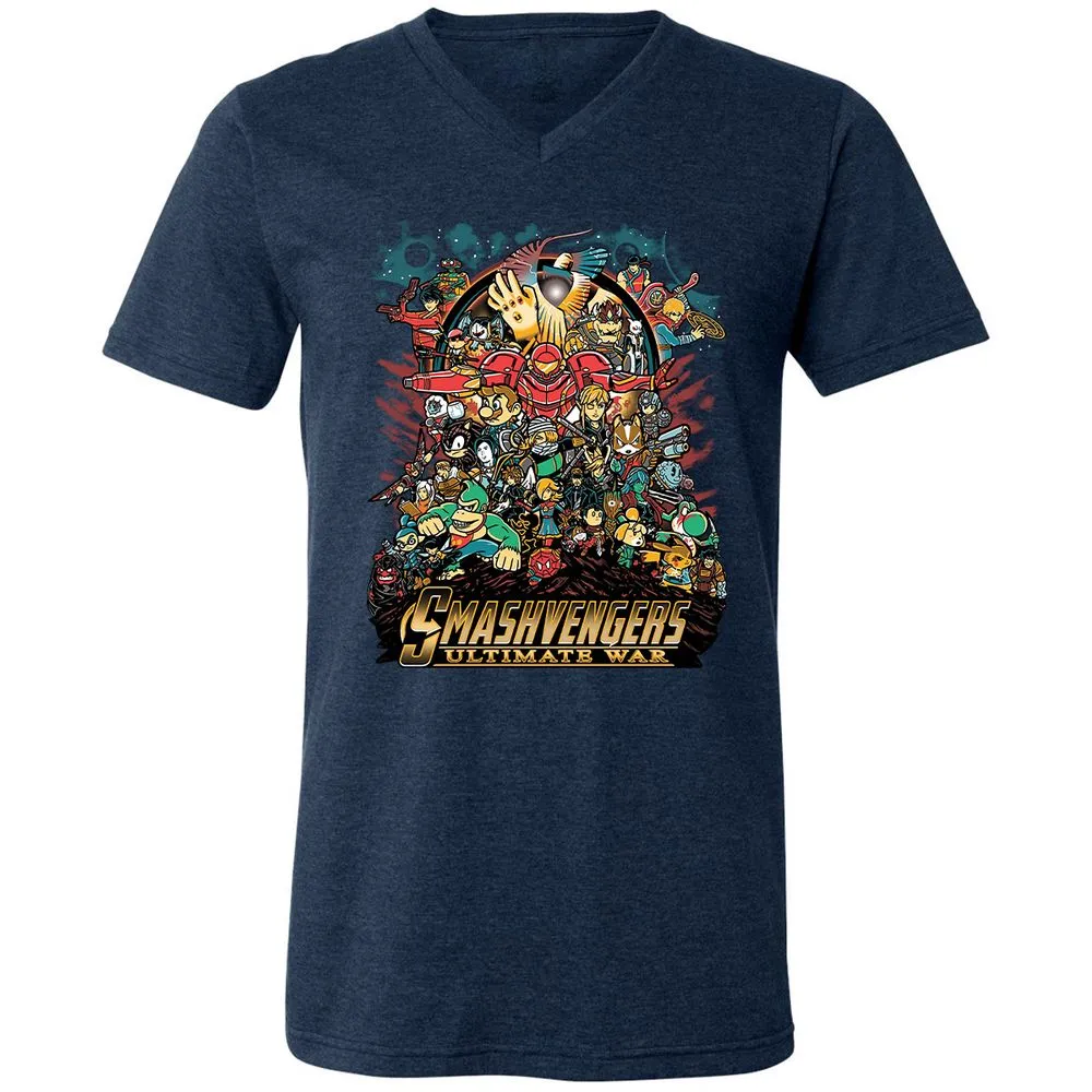 Unisex V-Neck T-Shirt - M4LCAVR5 - Heather Navy - 15