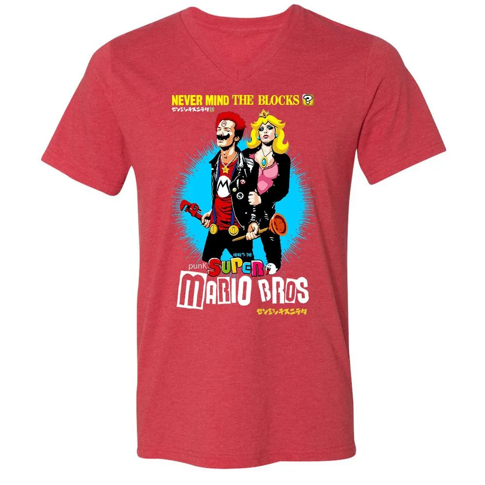 Unisex V-Neck T-Shirt - M14NDN74 - Heather Red - 16