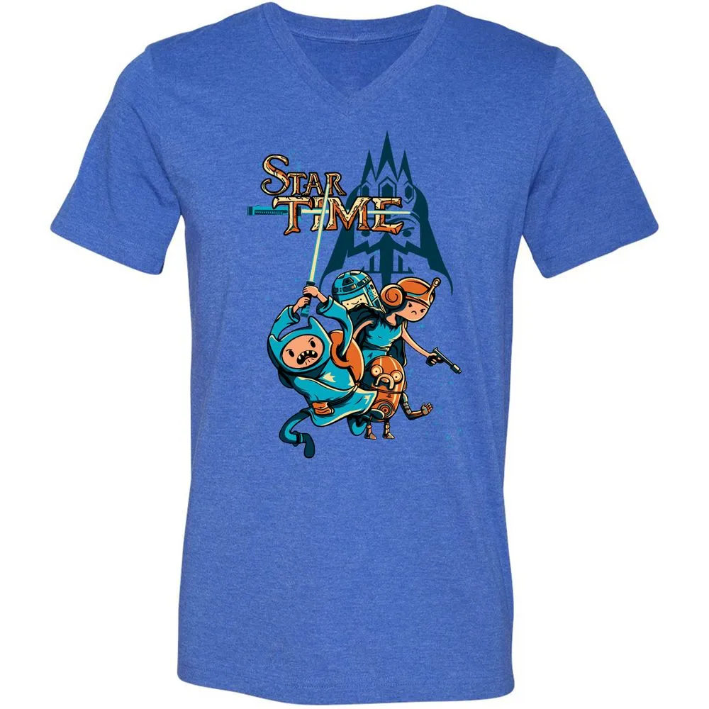 Unisex V-Neck T-Shirt - EL2NDQ5K - Heather True Royal - 14