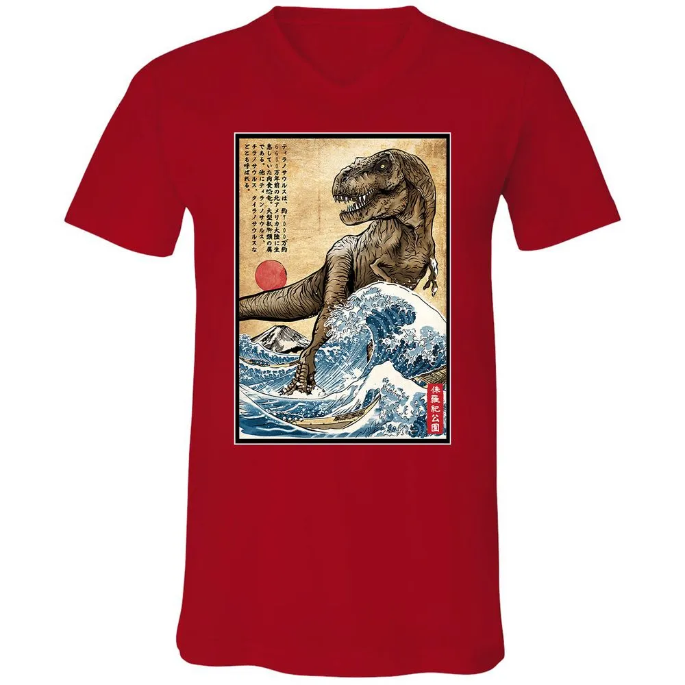 Unisex V-Neck T-Shirt - KWYYWWJY - Red - 3