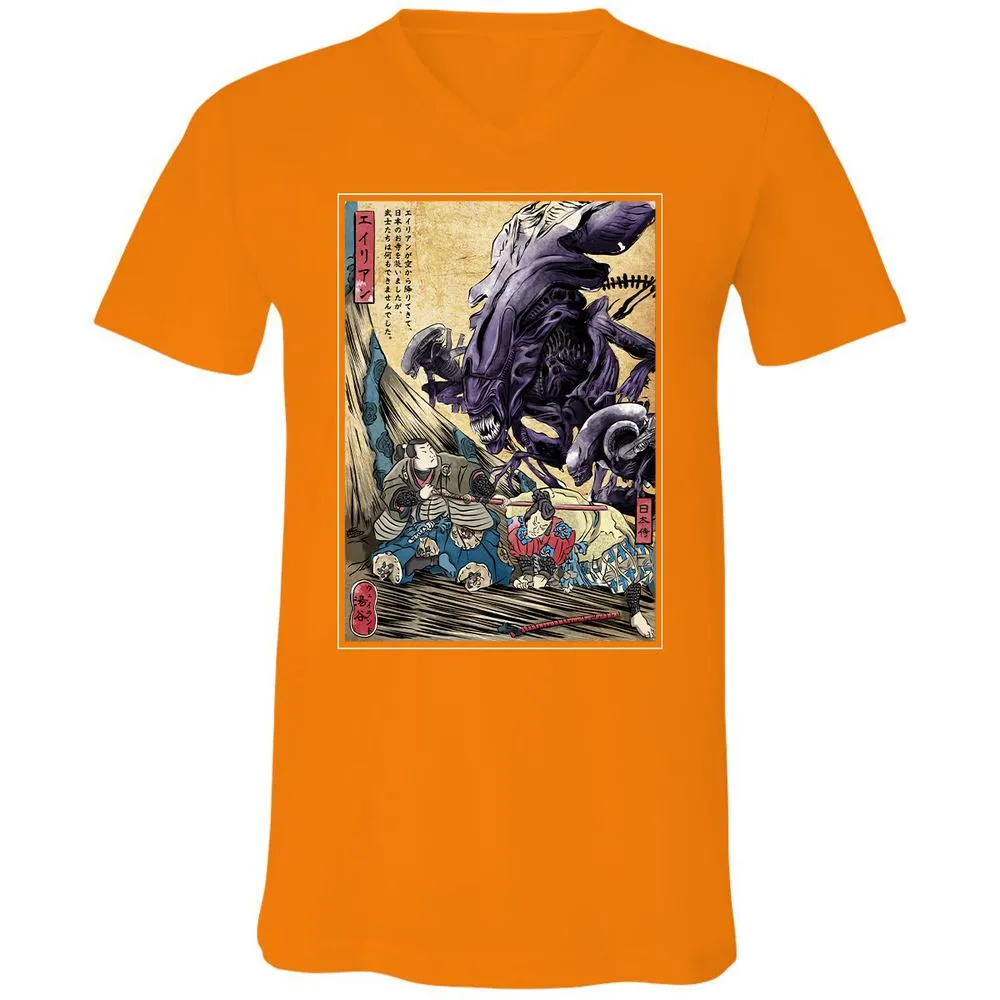 Unisex V-Neck T-Shirt - T66RFLWZ - Orange - 11