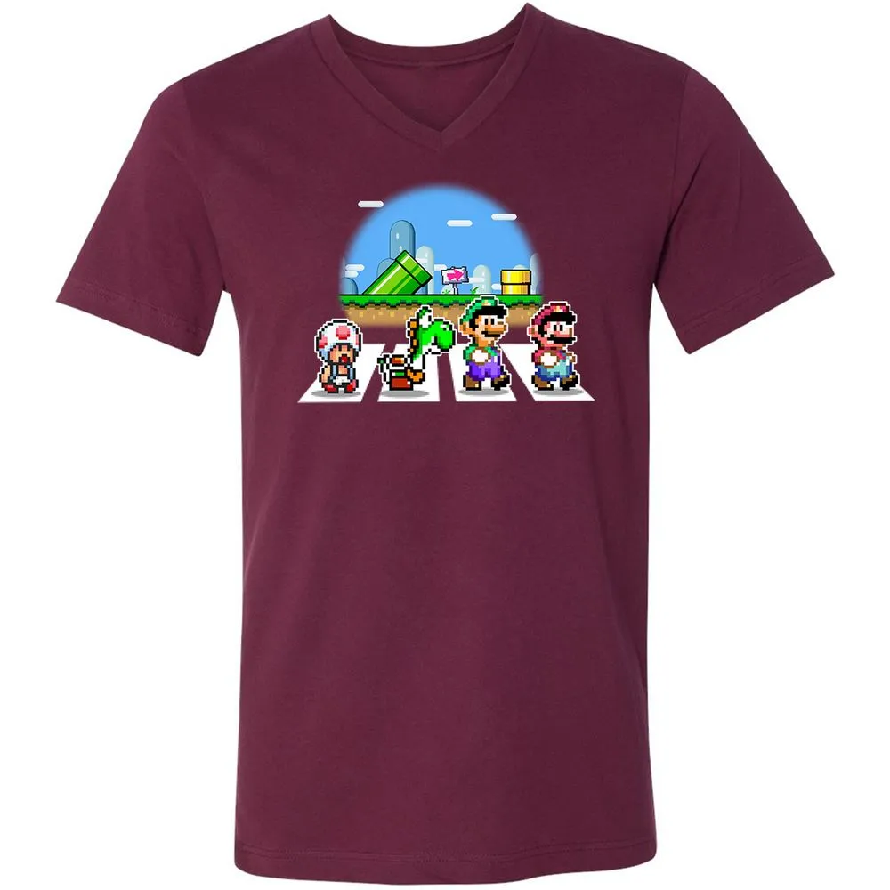 Unisex V-Neck T-Shirt - R4W2CWZ6 - Maroon - 6