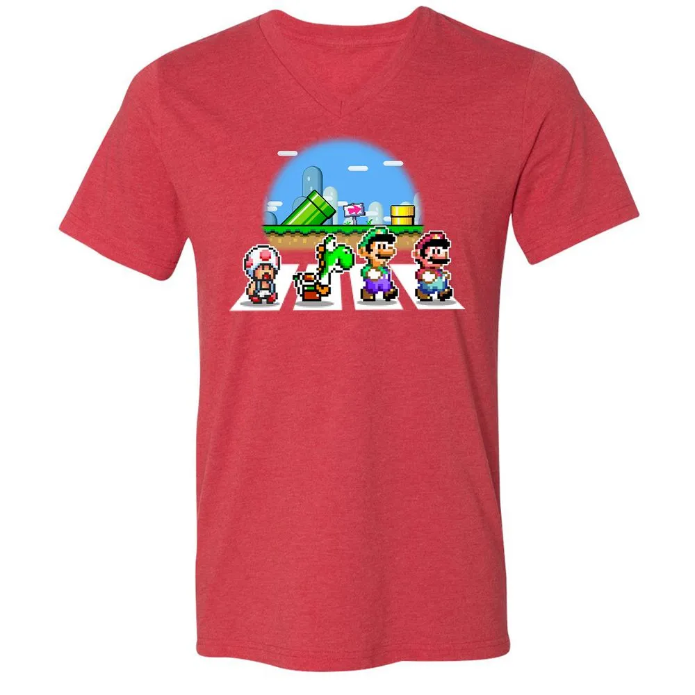 Unisex V-Neck T-Shirt - R4W2CWZ6 - Heather Red - 16