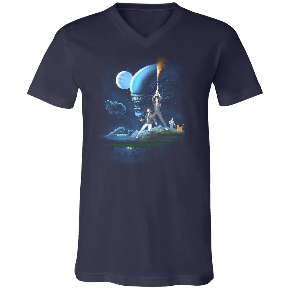 Unisex V-Neck T-Shirt - DJBBM2E9 - Navy - 2