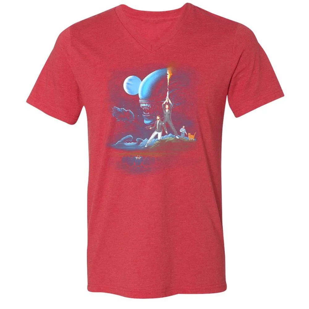 Unisex V-Neck T-Shirt - DJBBM2E9 - Heather Red - 16