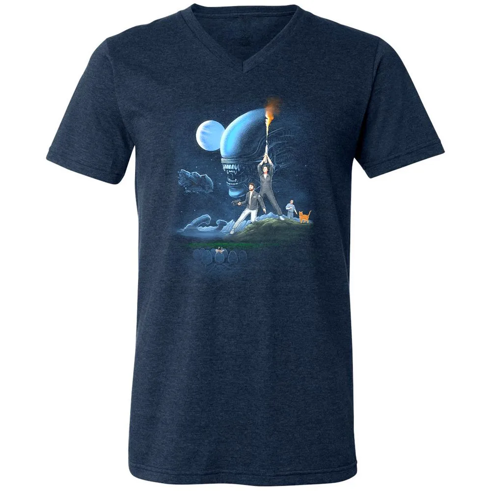 Unisex V-Neck T-Shirt - DJBBM2E9 - Heather Navy - 15