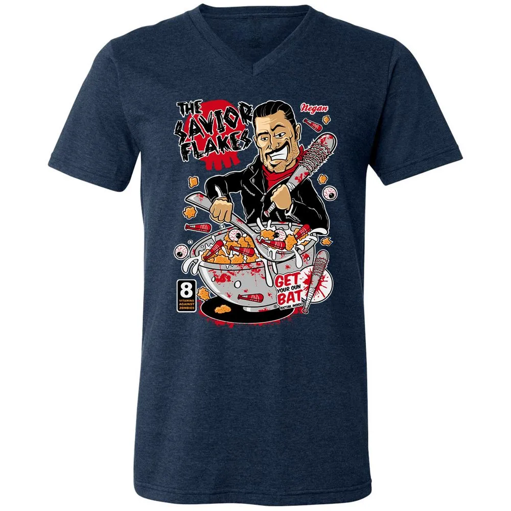 Unisex V-Neck T-Shirt - QTFZ2FYS - Heather Navy - 15