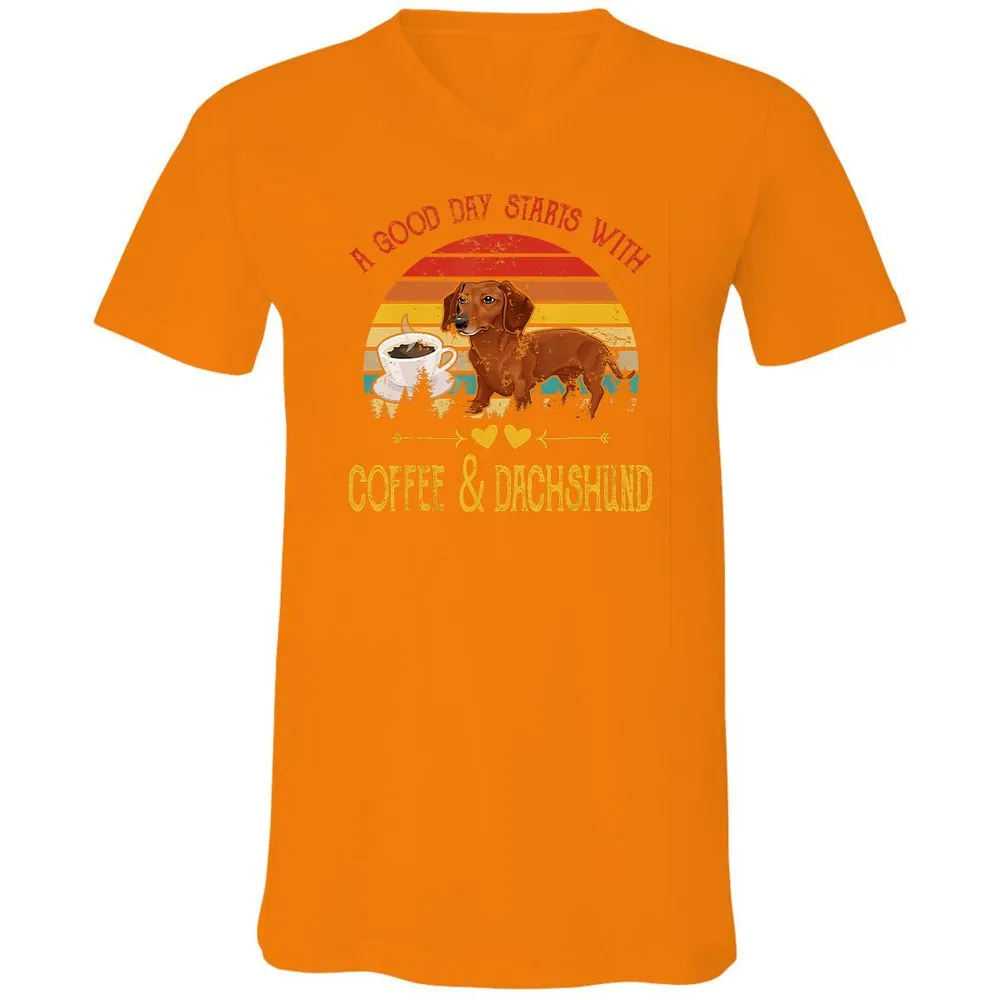 Unisex V-Neck T-Shirt - Y6U5B1AL - Orange - 11